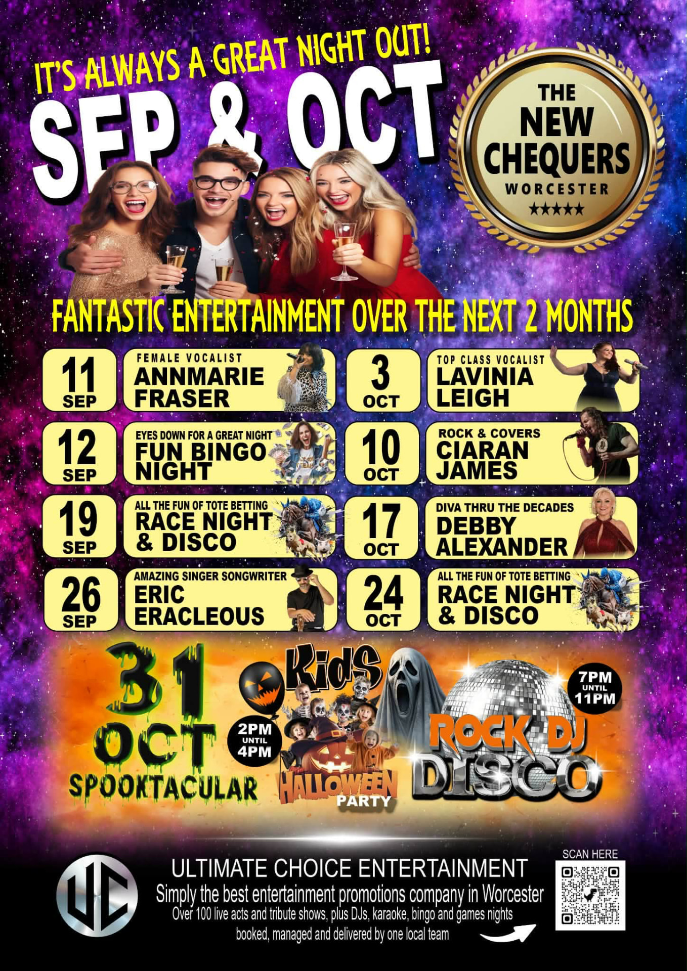 The New Chequers Worcester — September and October entertainment lineup